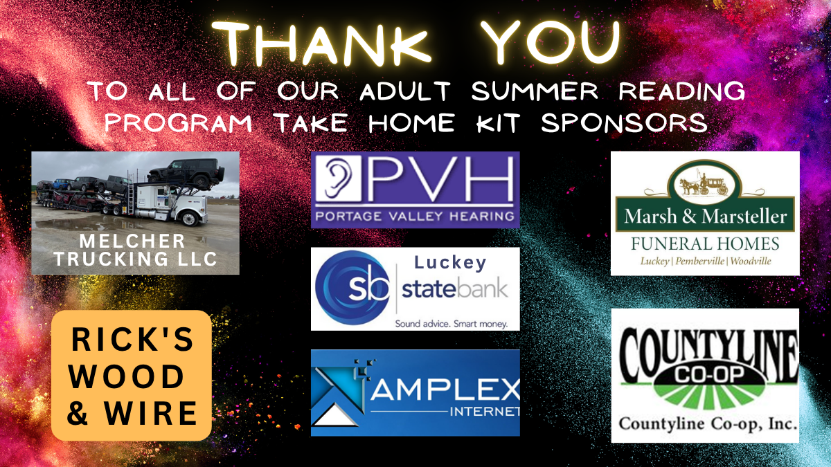 black background with colorful dust exploding. 7 different logos for area business
