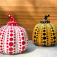 Colorful paper mache pumpkins.