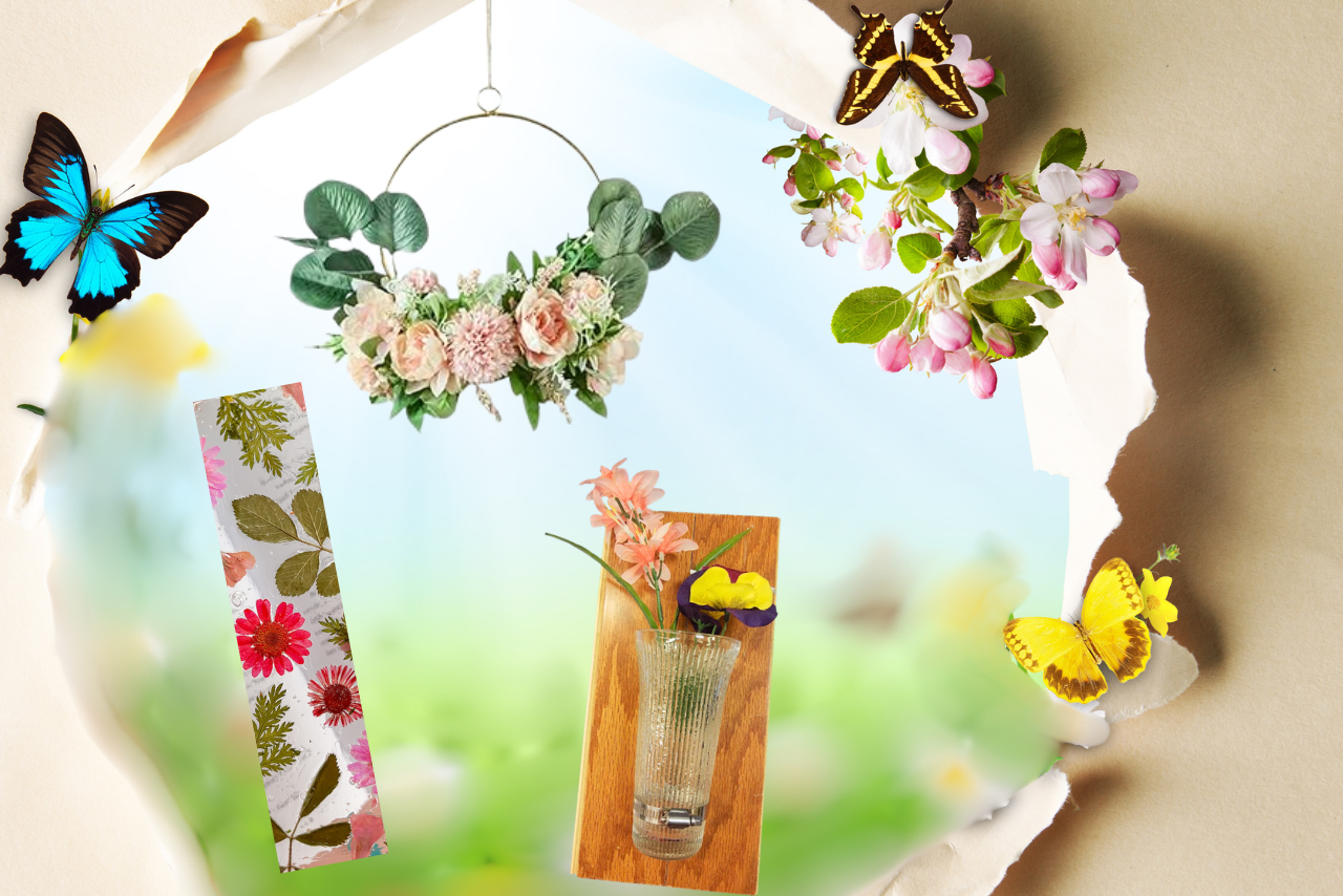 Spring background through a hole of paper