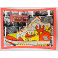 Artwork of a shoe inspired by Reese's candy.