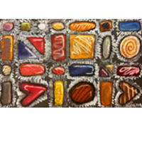 Pastel chalk artwork of a box of chocolates.