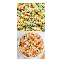 Two different pasta salads.