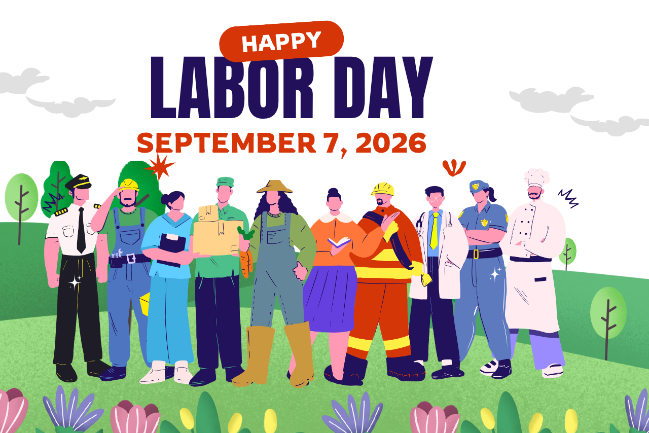 a cartoon field with cartoon people dressed in different professions