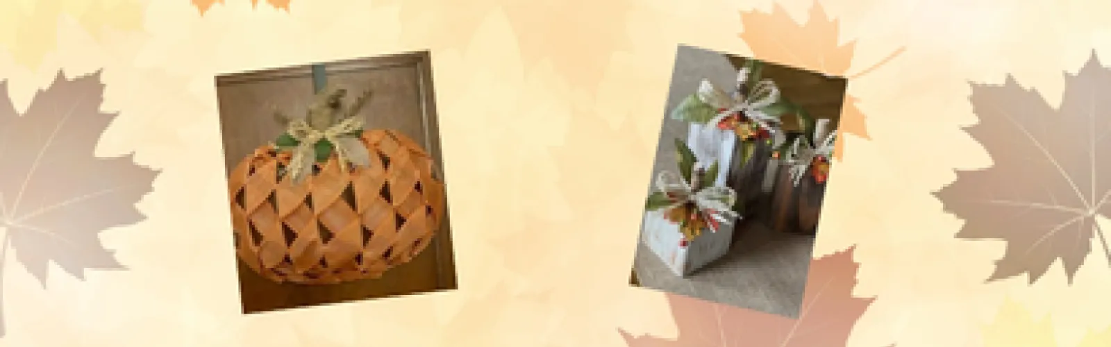 Pictures of the two crafts lay on top of a fall-themed background.