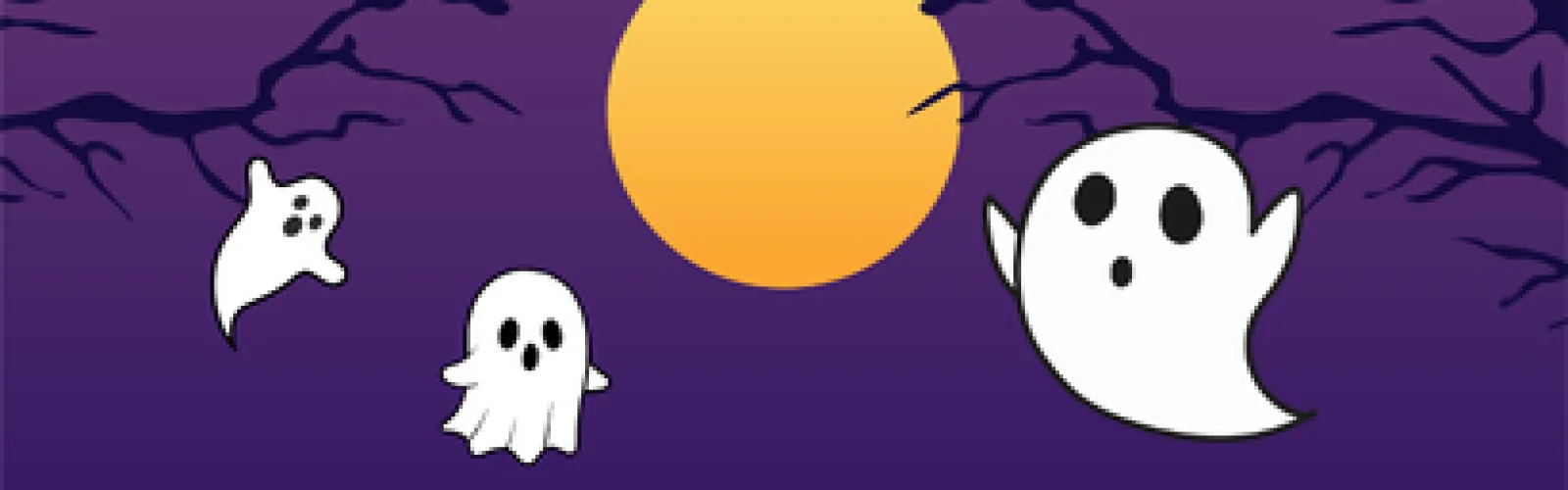 Three ghosts gaze up at the moon.