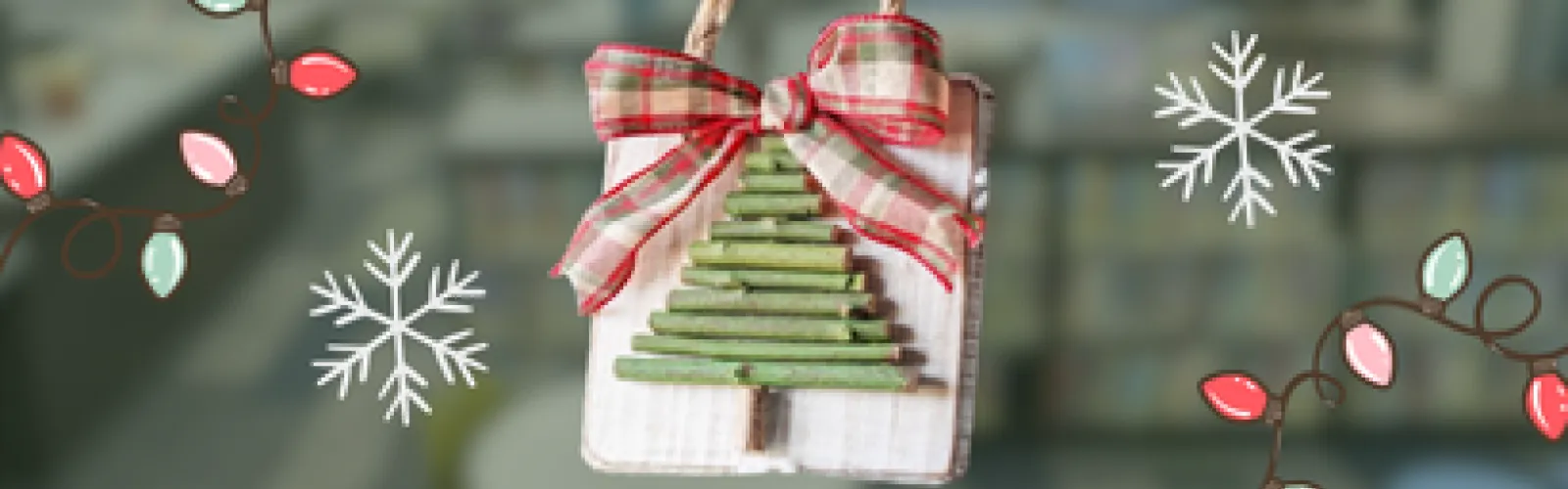 A christmas tree made from twigs and painted green